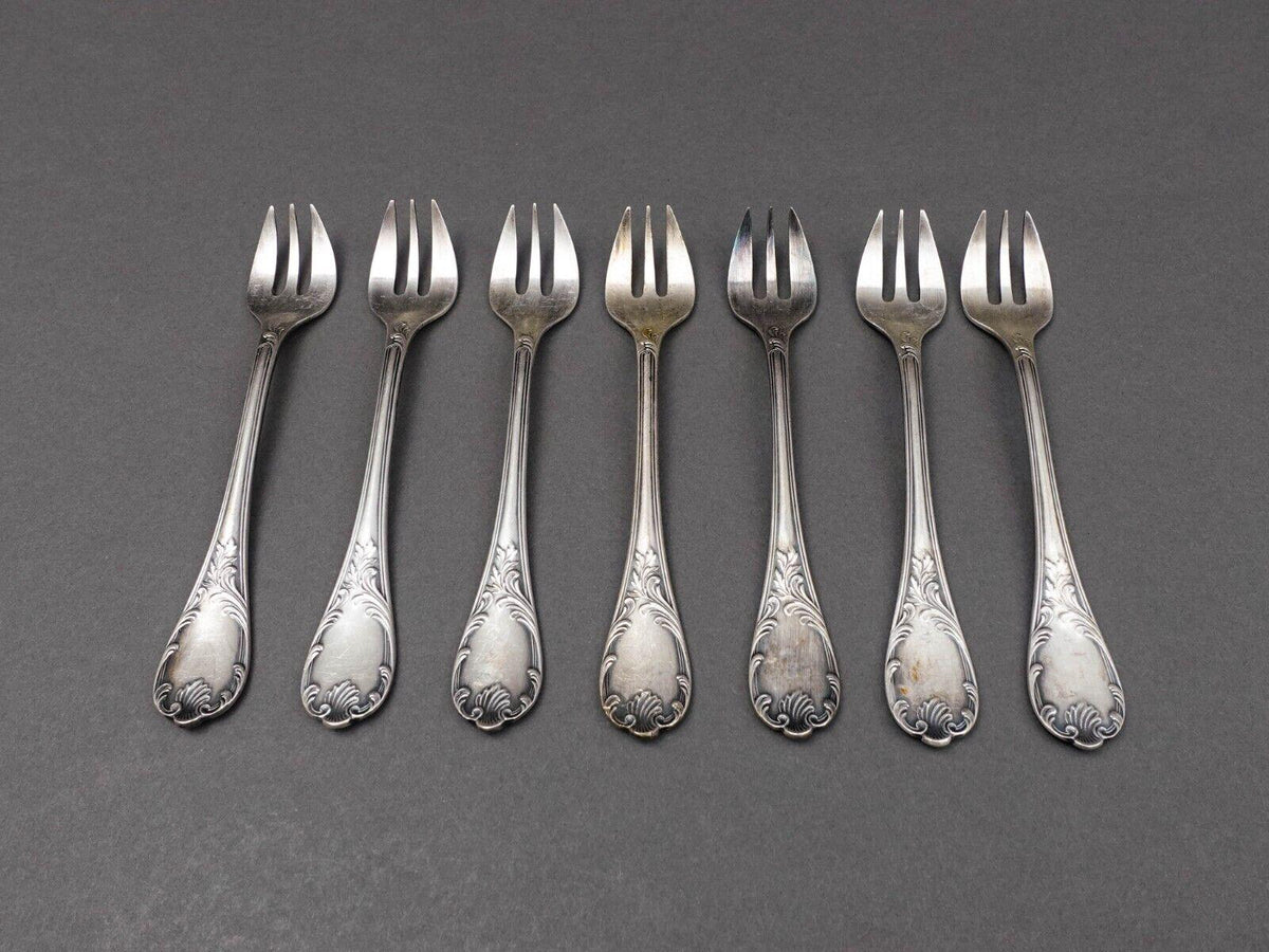 Christofle France Marly Silverplate 5 7/8" Oyster Fork Set Of 7