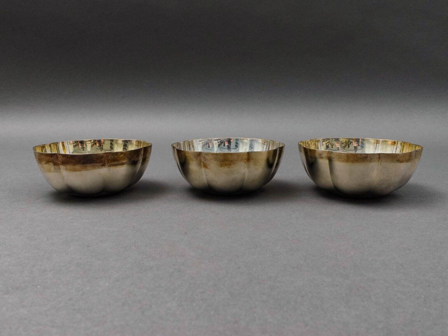 Christofle France Silver Plate 4 1/4" Melon Bowl Set Of 3