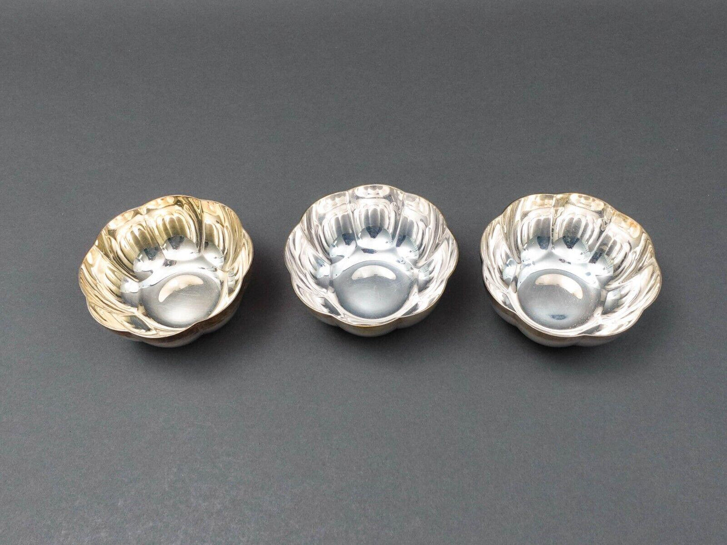 Christofle France Silver Plate 4 1/4" Melon Bowl Set Of 3