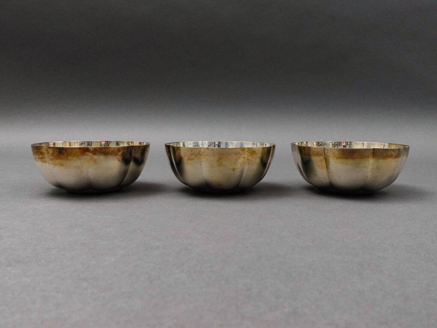 Christofle France Silver Plate 4 1/4" Melon Bowl Set Of 3