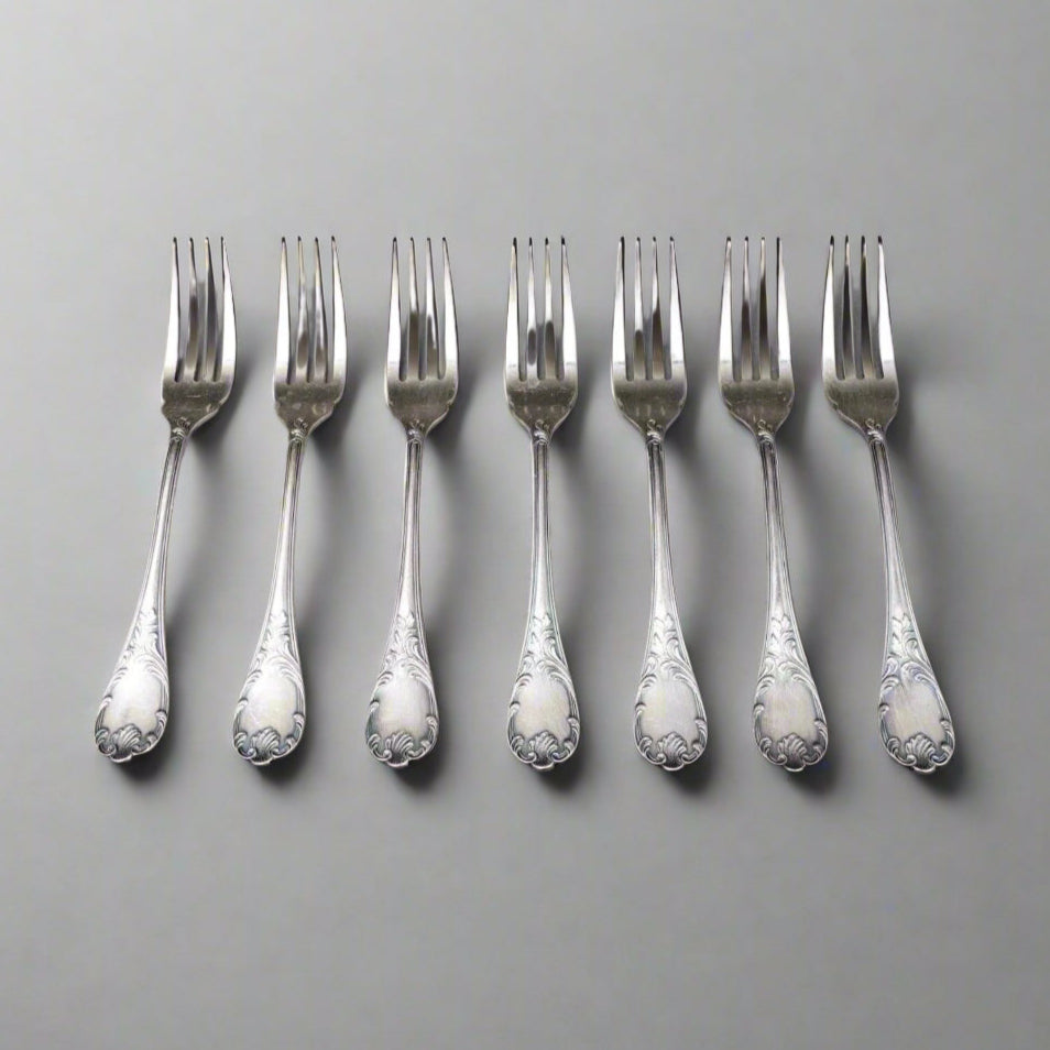 Christofle France Marly Silverplate 7" Fish Fork Set Of 7