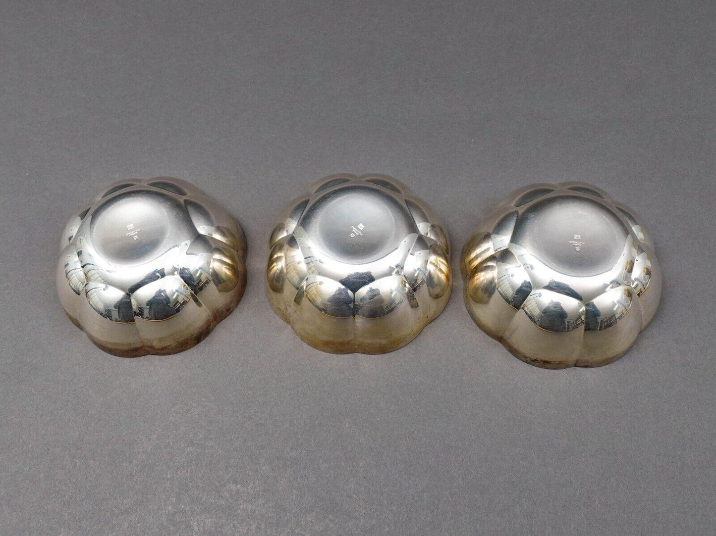 Christofle France Silver Plate 4 1/4" Melon Bowl Set Of 3