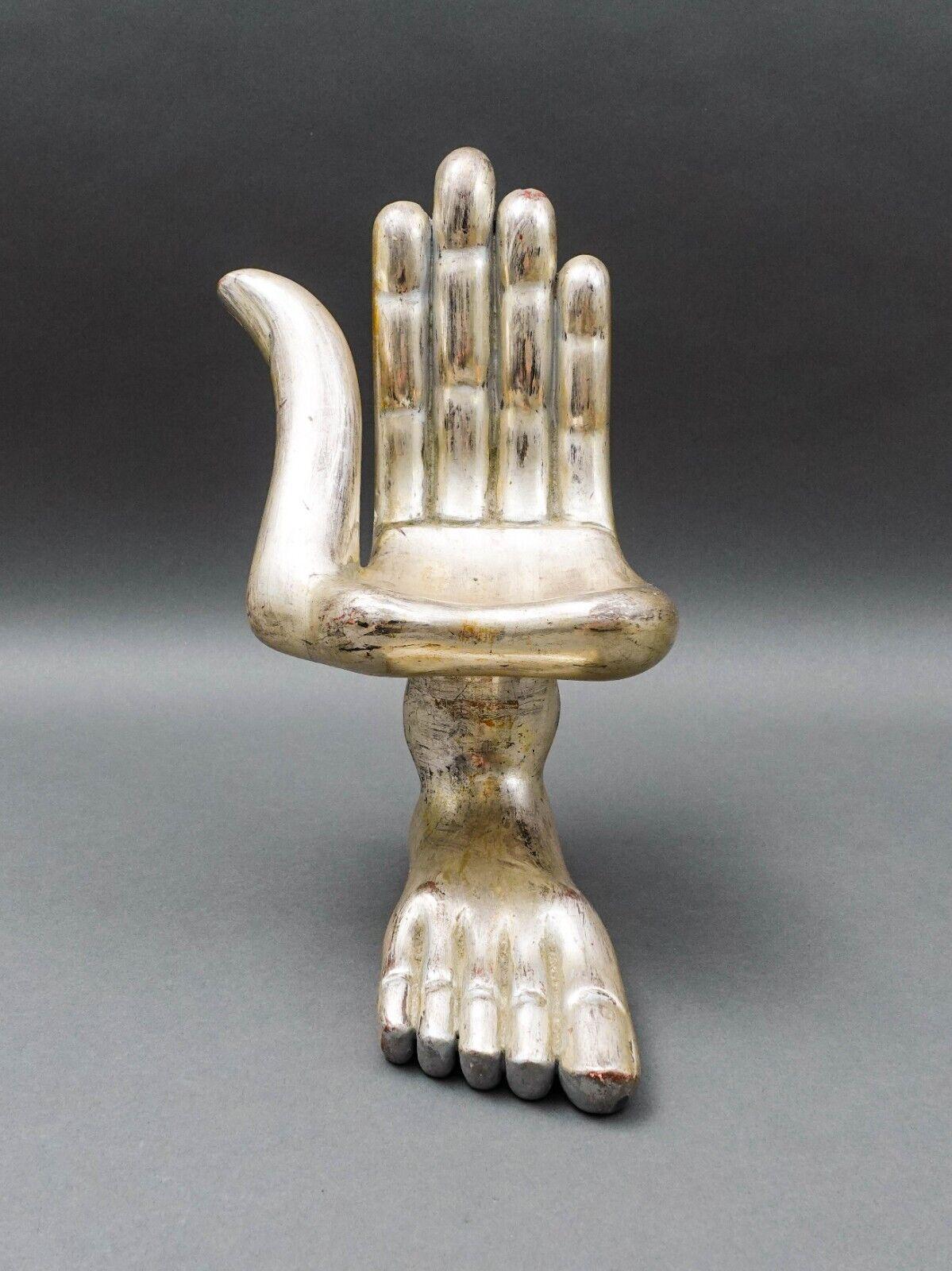 Pedro Friedeberg Signed Mexican Silver Wood Hand Foot Chair Sculpture 12"