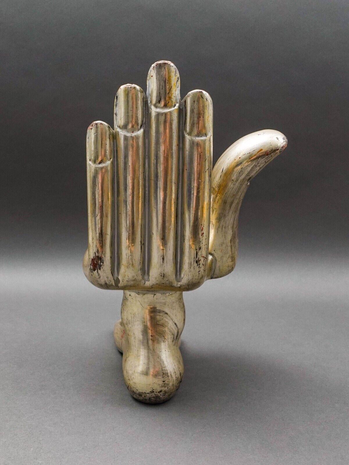 Pedro Friedeberg Signed Mexican Silver Wood Hand Foot Chair Sculpture 12"