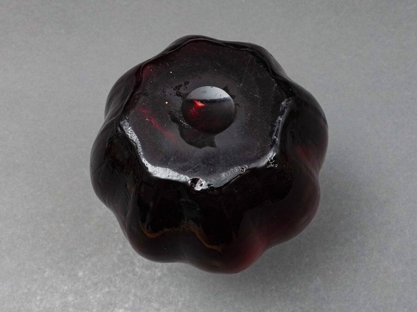 Bohemian Ox Blood Red Floral Gilded Cased Art Glass Vase 6 1/4"