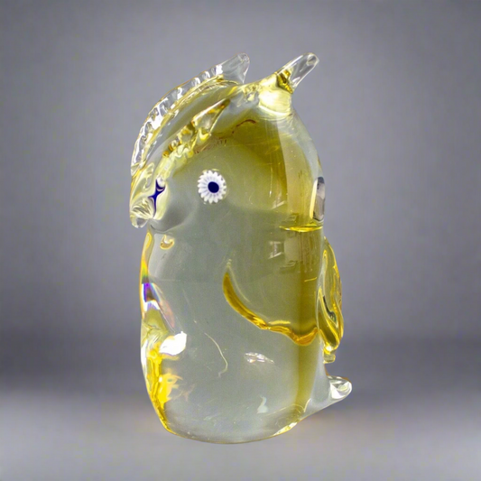Luigi Onesto For Oggetti Italian Murano Sommerso Owl Art Glass Rare
