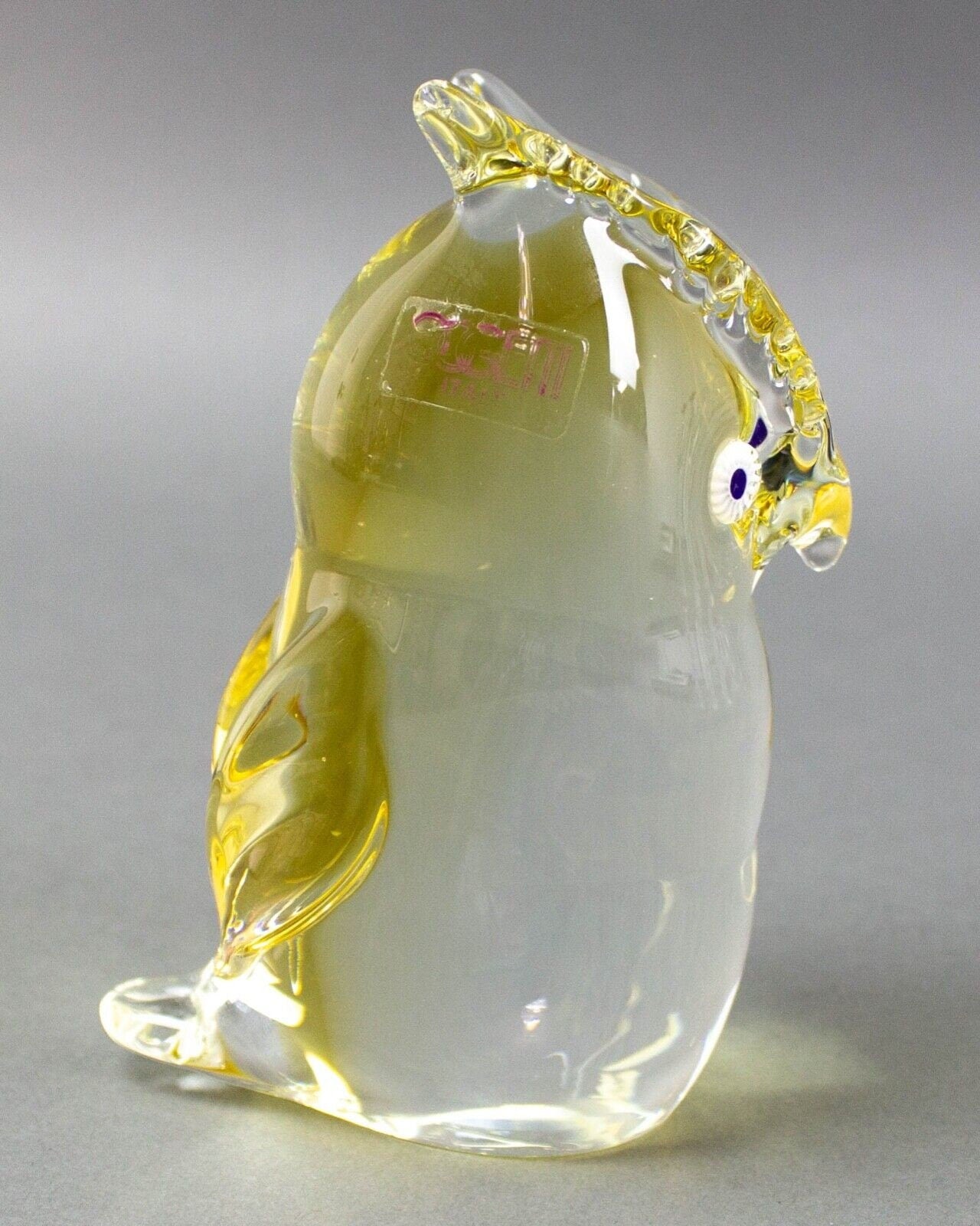 Luigi Onesto For Oggetti Italian Murano Sommerso Owl Art Glass Rare