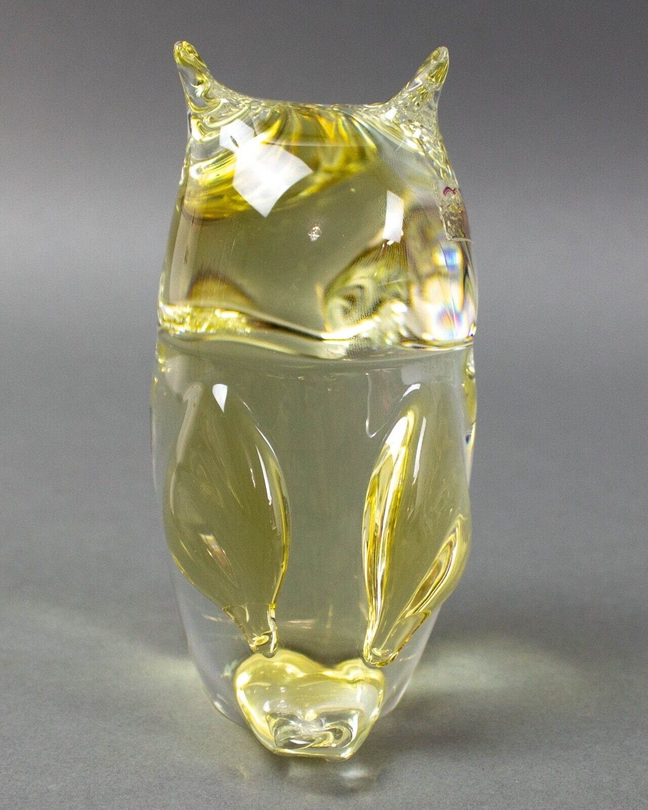 Luigi Onesto For Oggetti Italian Murano Sommerso Owl Art Glass Rare