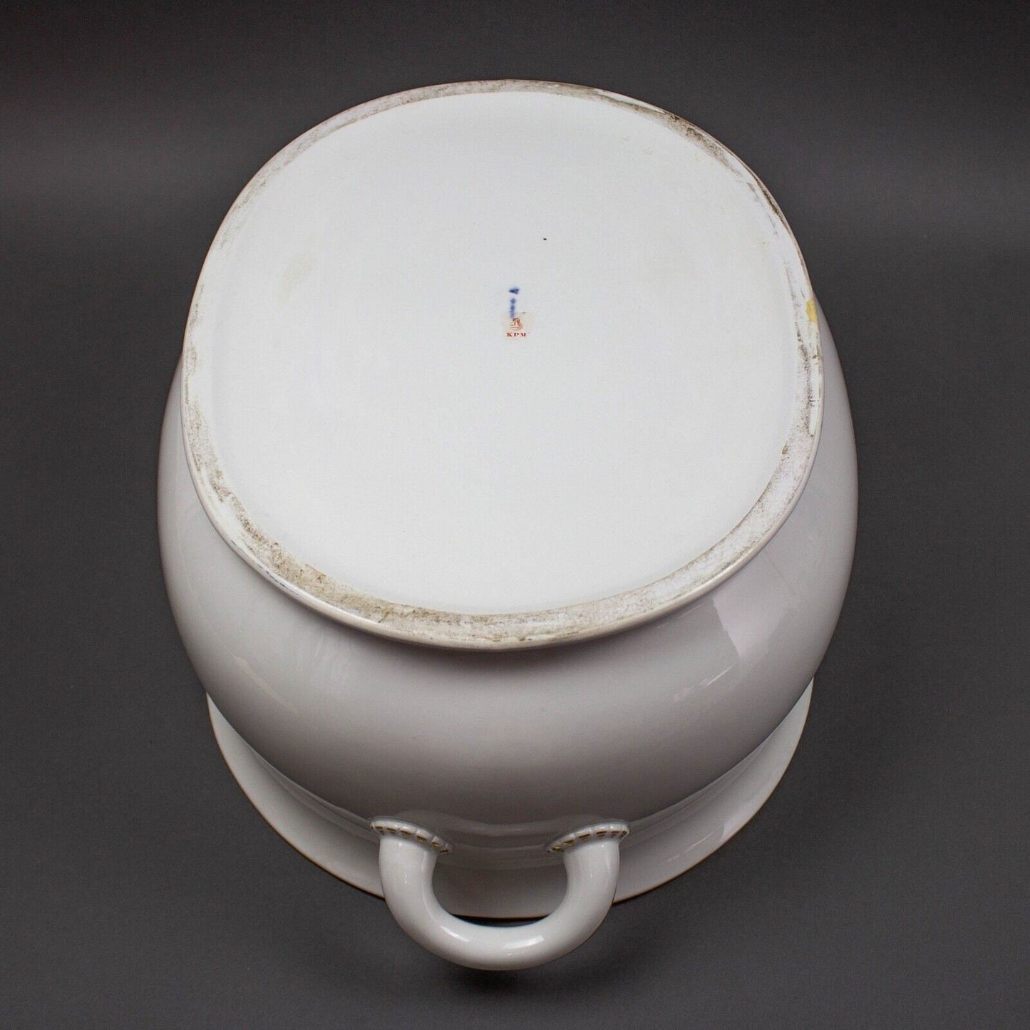 KPM Antique Large Porcelain Gold Gilt Foot Bath Wash Bowl Basin Rare