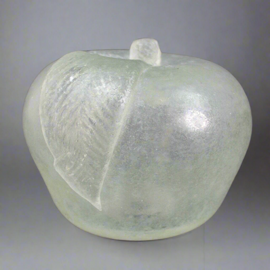 Murano Scavo Apple Fruit Frosted Art Glass Sculpture Rare Vintage