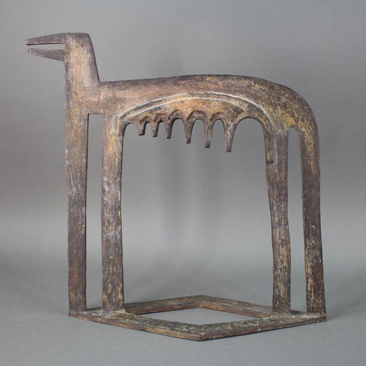 Rare Large Signed 1990 Modernist Abstract Bronze She Wolf Art Sculpture