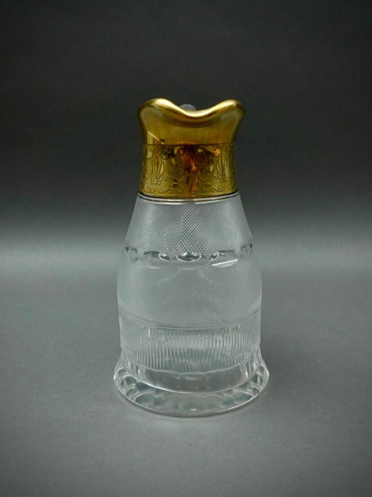 Moser Signed Czech Splendid Gold Trim Cut Crystal Water  Pitcher Jug 64 Oz