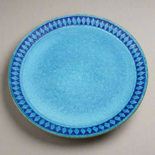 Ceramano West Germany Vintage MCM Argus Blue Pottery 7.25" Salad Plate Set Of 6