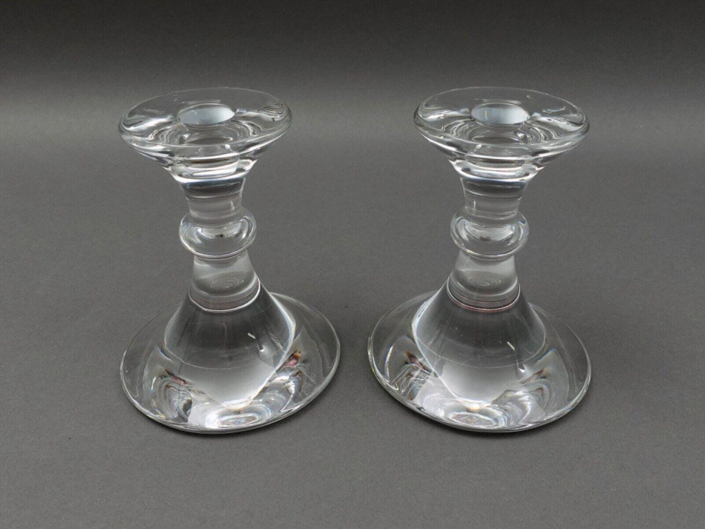 Val St Lambert Crystal Ingo Glass Candlesticks Candle Holder Set Of 2