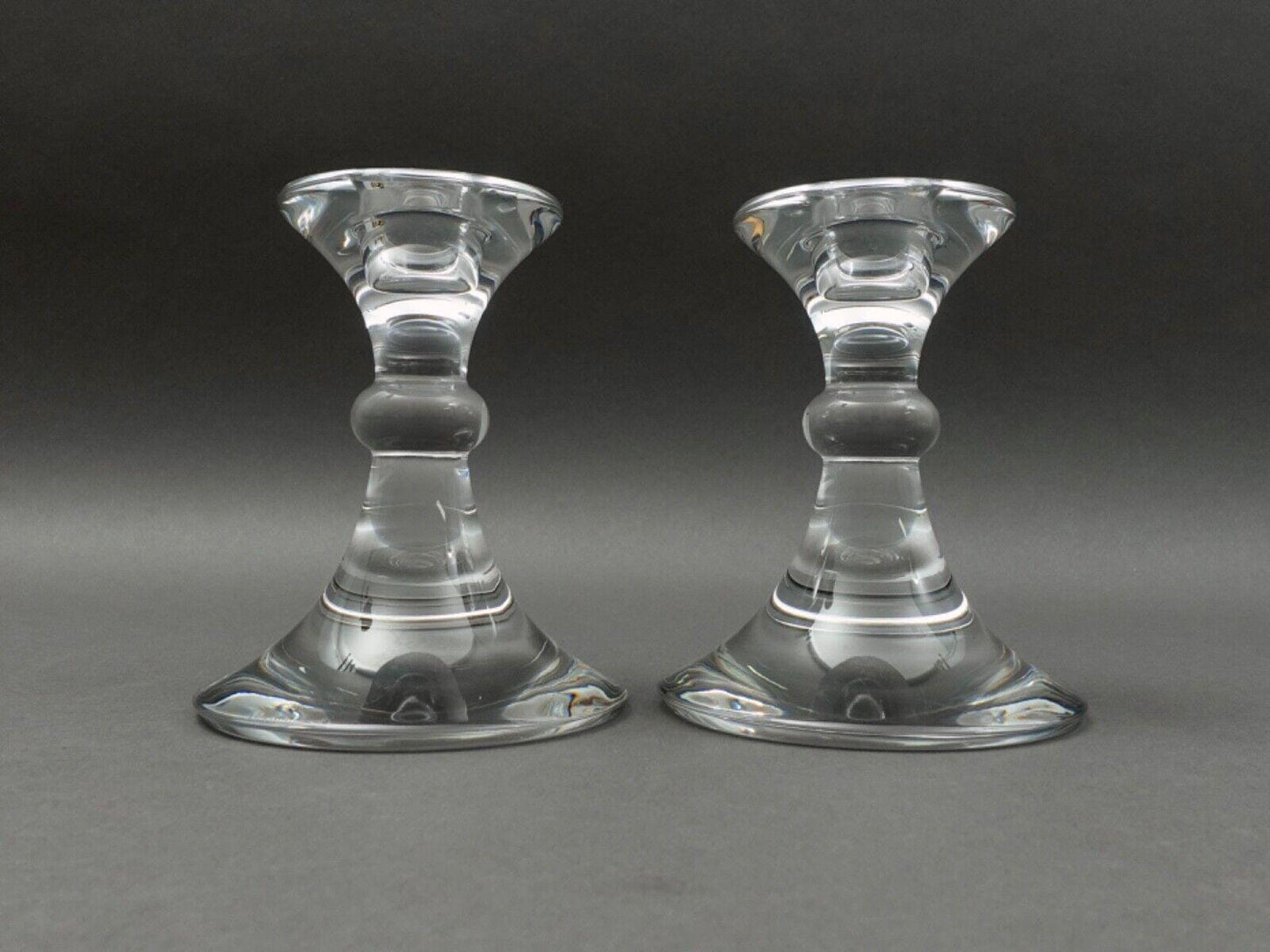 Val St Lambert Crystal Ingo Glass Candlesticks Candle Holder Set Of 2
