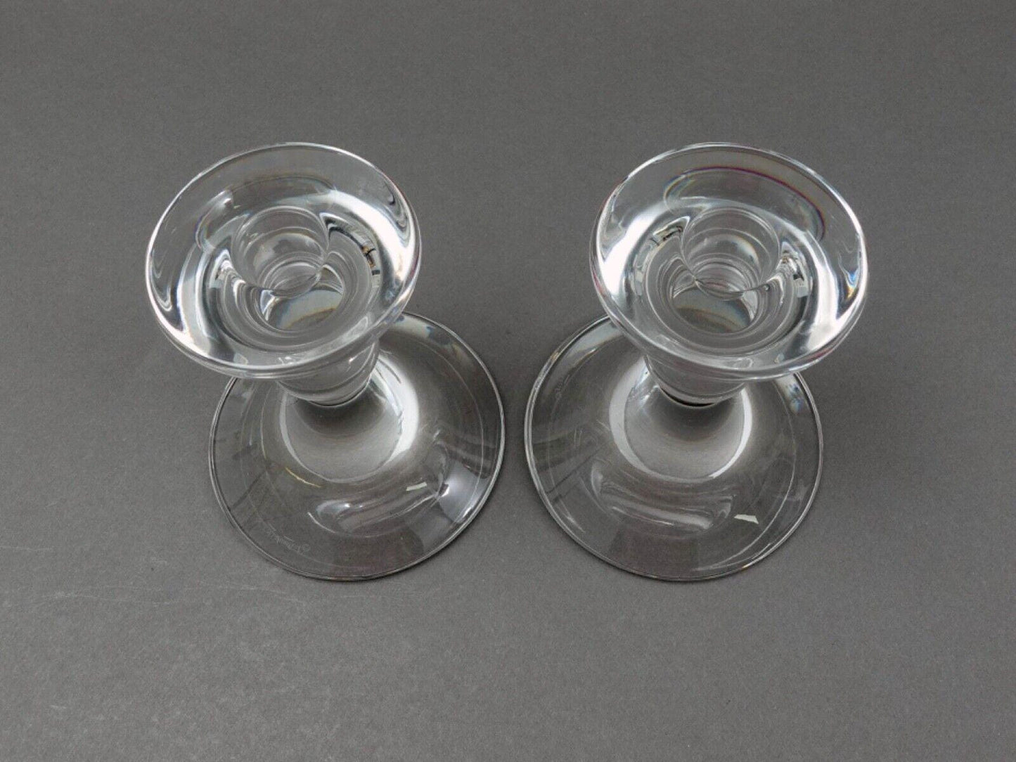 Val St Lambert Crystal Ingo Glass Candlesticks Candle Holder Set Of 2