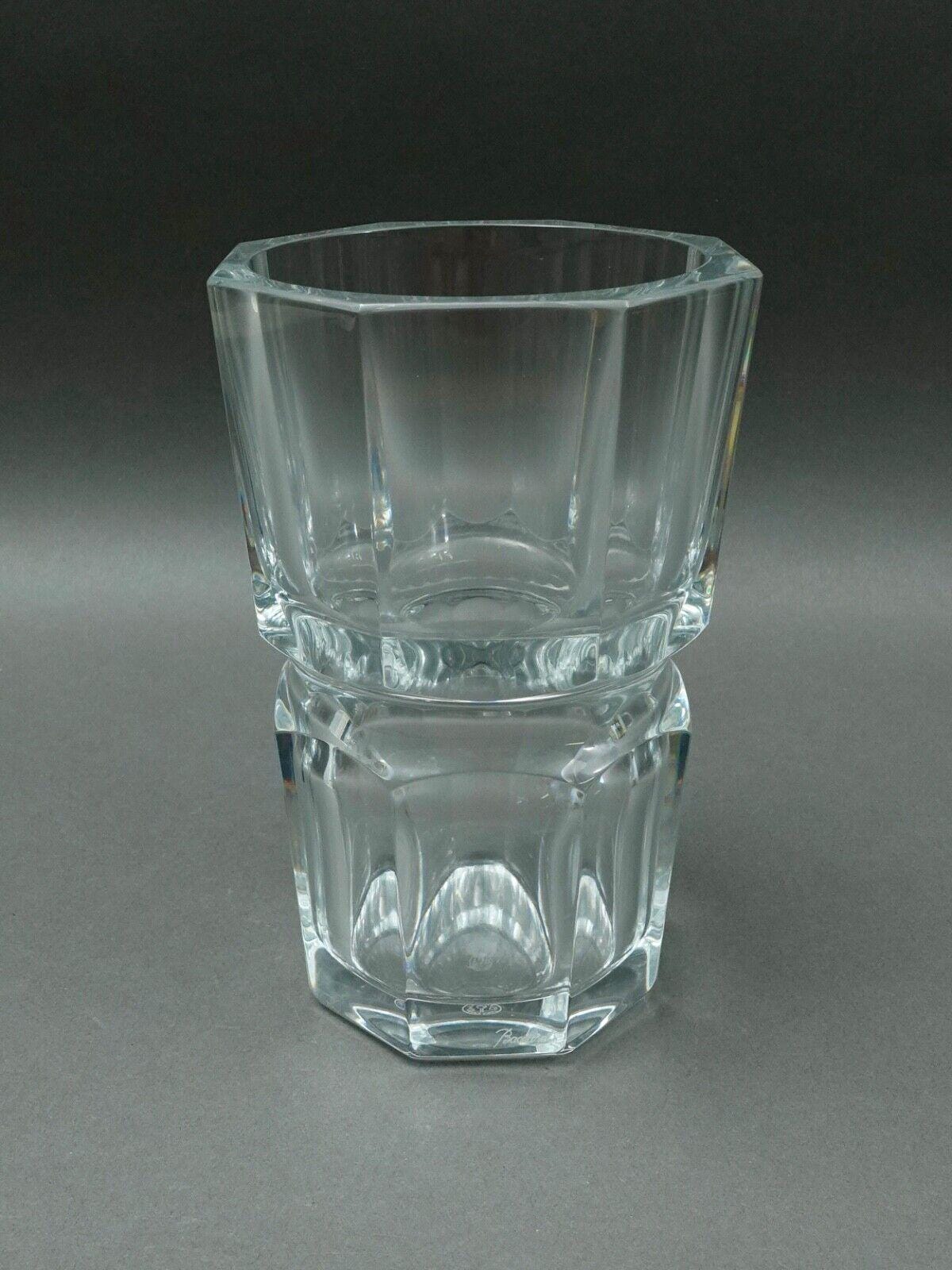 Baccarat Crystal France Signed Edith Heavy Glass Flower Vase 7 7/8" (Read)