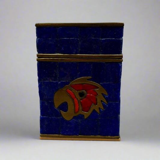Salvador Teran Mexico Vintage MCM Hand Wrought Brass Mosaic Tile Bird Lidded Box