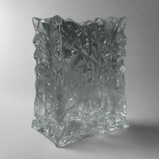 Rosenthal Studio Line Germany Tapio Wirkkala Crinkle Crystal Paper Bag Vase 8.5"