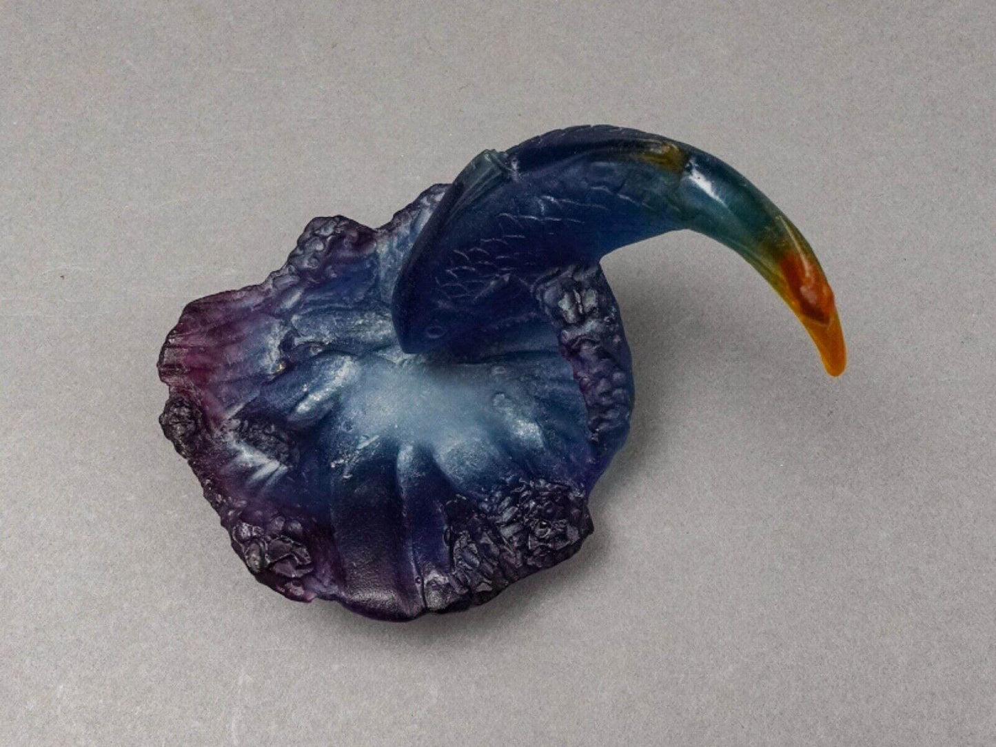 Daum France Signed Pate De Verre Fish Koi Art Glass Bowl Trinket Dish
