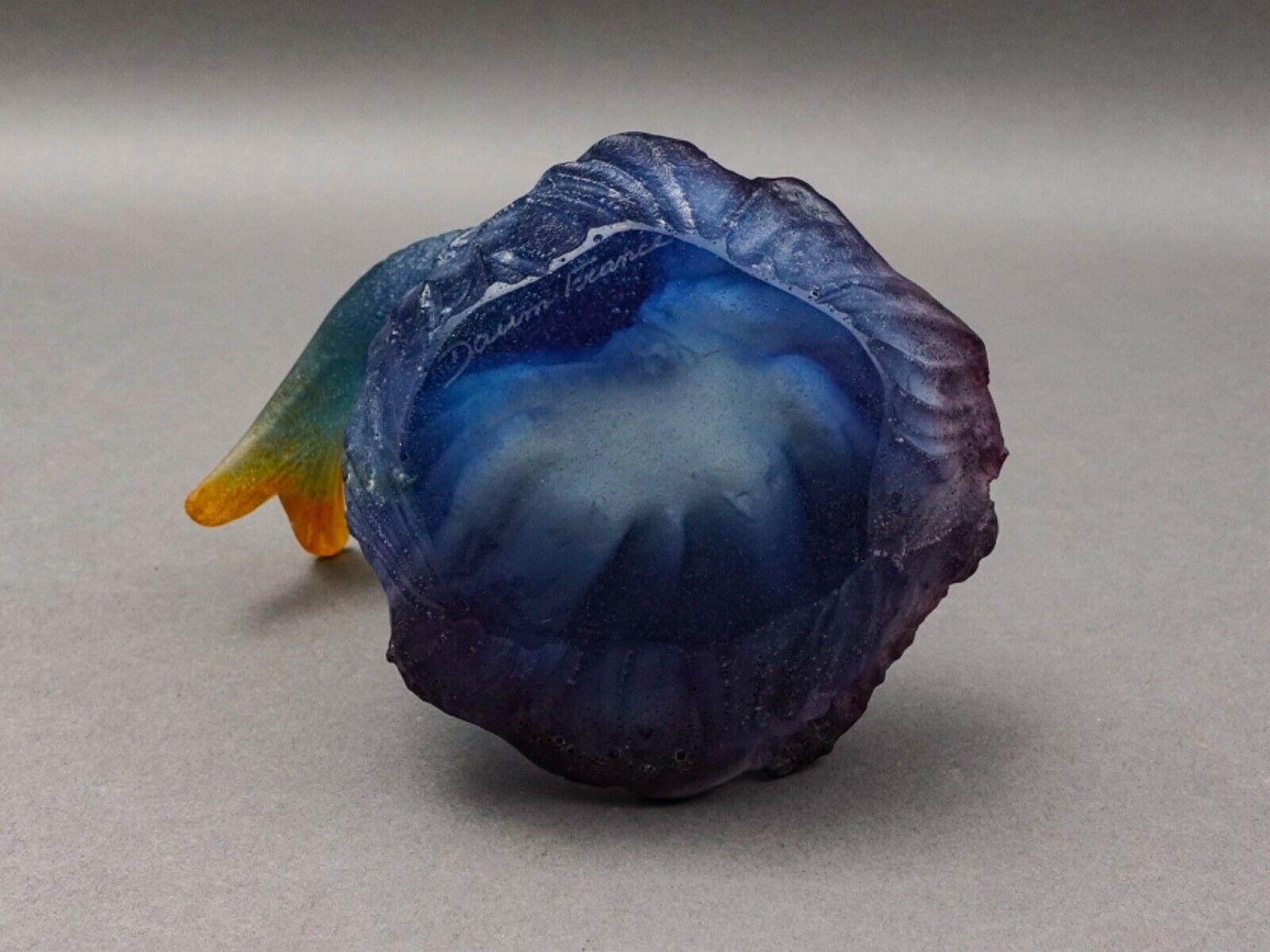 Daum France Signed Pate De Verre Fish Koi Art Glass Bowl Trinket Dish