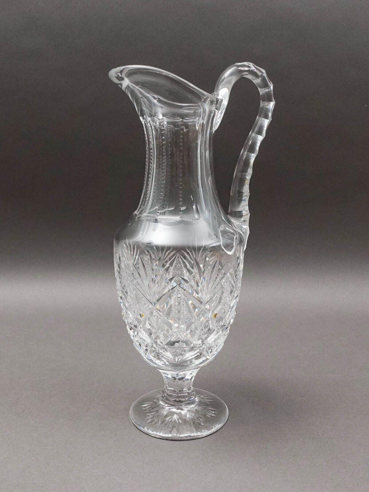 St. Louis France Florence Cut Crystal Water Jug Pitcher Beverage Holder 13 1/4"