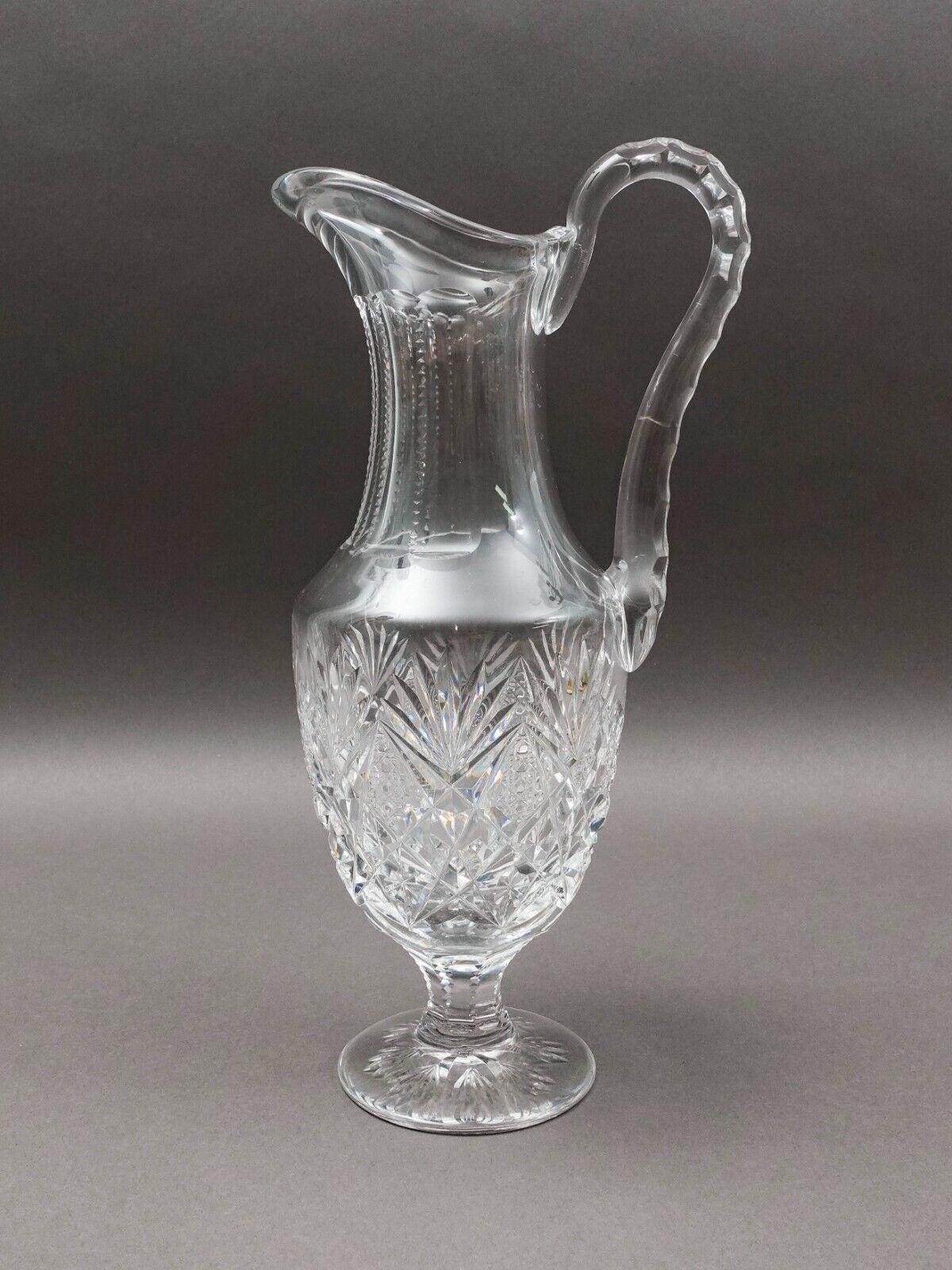 St. Louis France Florence Cut Crystal Water Jug Pitcher Beverage Holder 13 1/4"