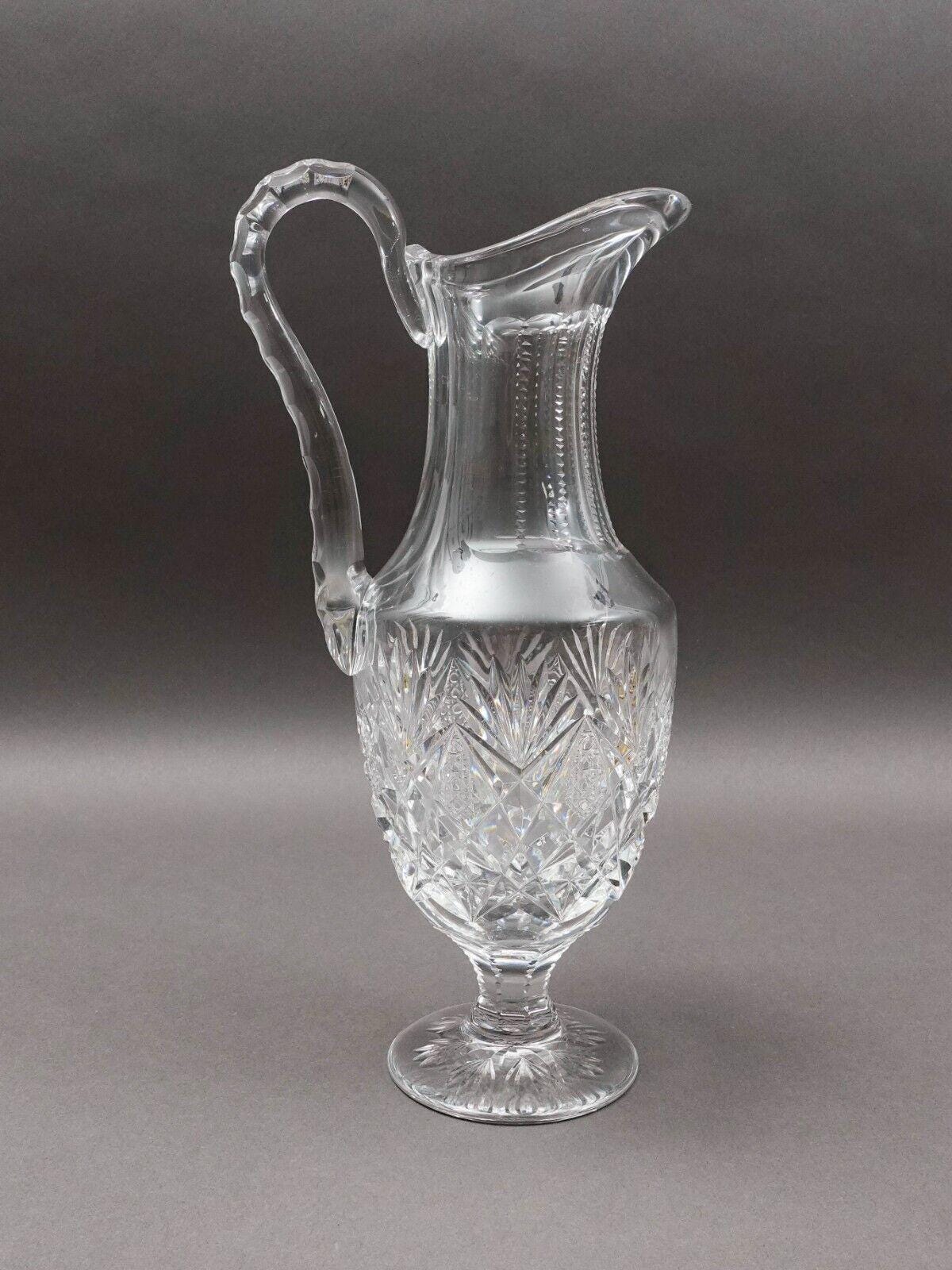 St. Louis France Florence Cut Crystal Water Jug Pitcher Beverage Holder 13 1/4"