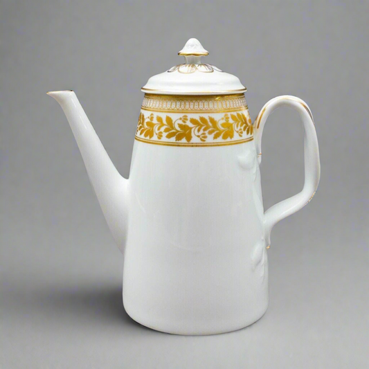 Vista Alegre Portugal Anne White & Gold Porcelain Lidded Coffee Tea Pot