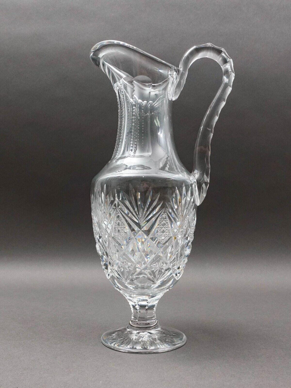 St. Louis France Florence Cut Crystal Water Jug Pitcher Beverage Holder 13 1/4"