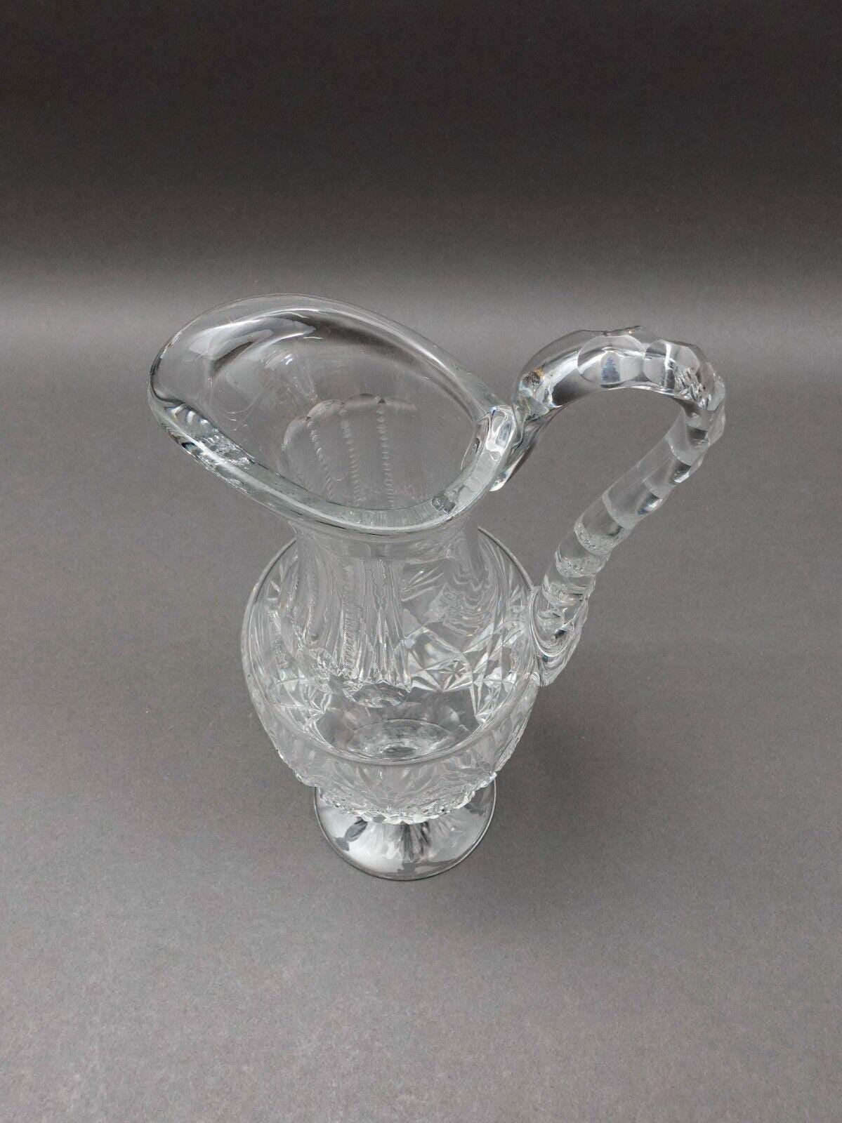 St. Louis France Florence Cut Crystal Water Jug Pitcher Beverage Holder 13 1/4"
