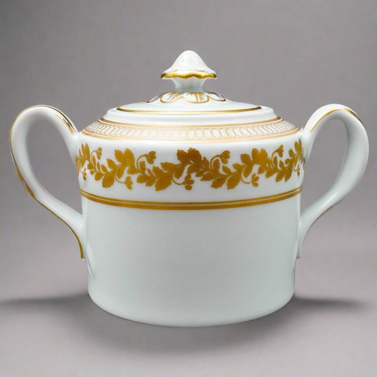 Vista Alegre Portugal Anna White & Gold Porcelain Lidded Sugar Bowl