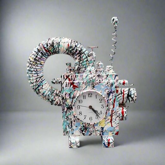 Richard Birkett Vintage Post Modern Memphis Era Fantasy Splatter Clock Sculpture