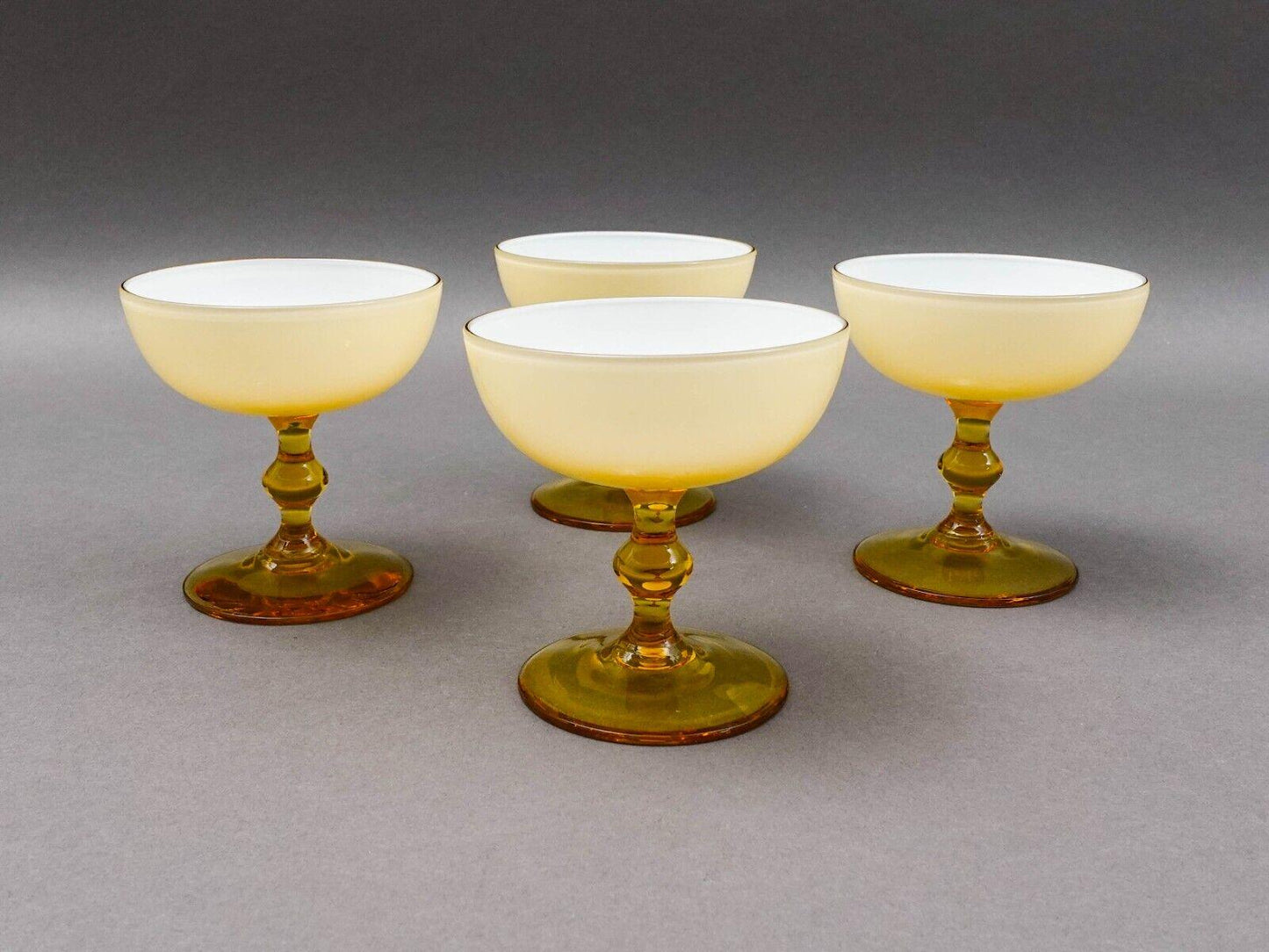 Carlo Moretti Italy Vintage MCM Amber Champagne Coupe Cocktail Glasses Set Of 4
