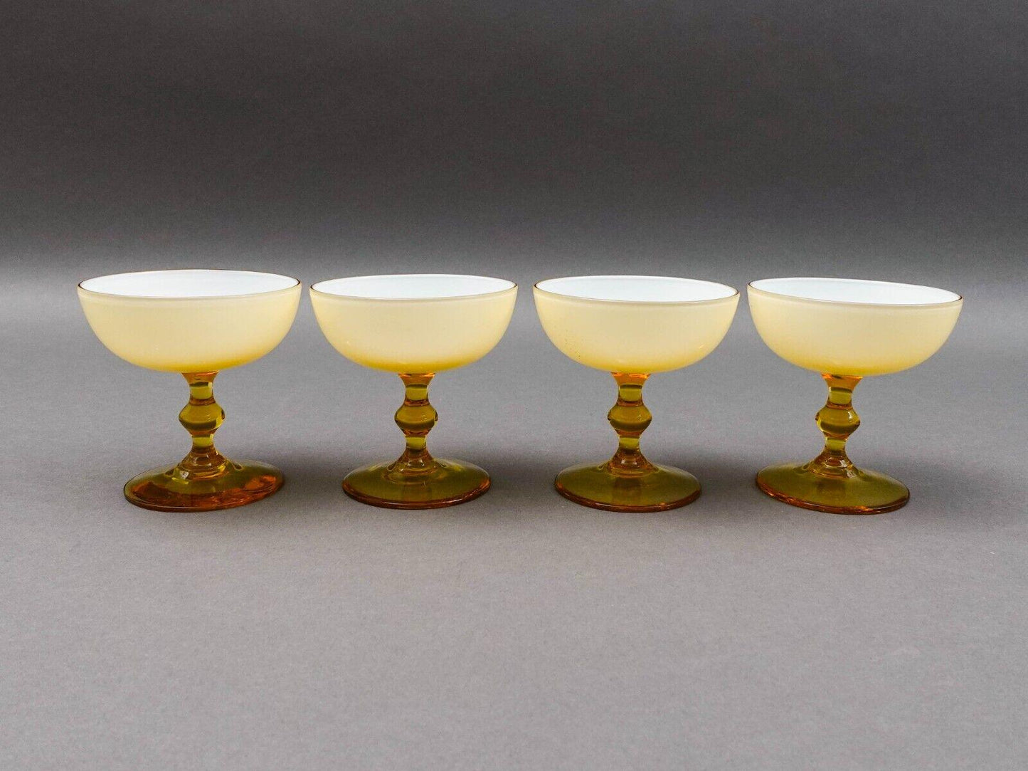 Carlo Moretti Italy Vintage MCM Amber Champagne Coupe Cocktail Glasses Set Of 4