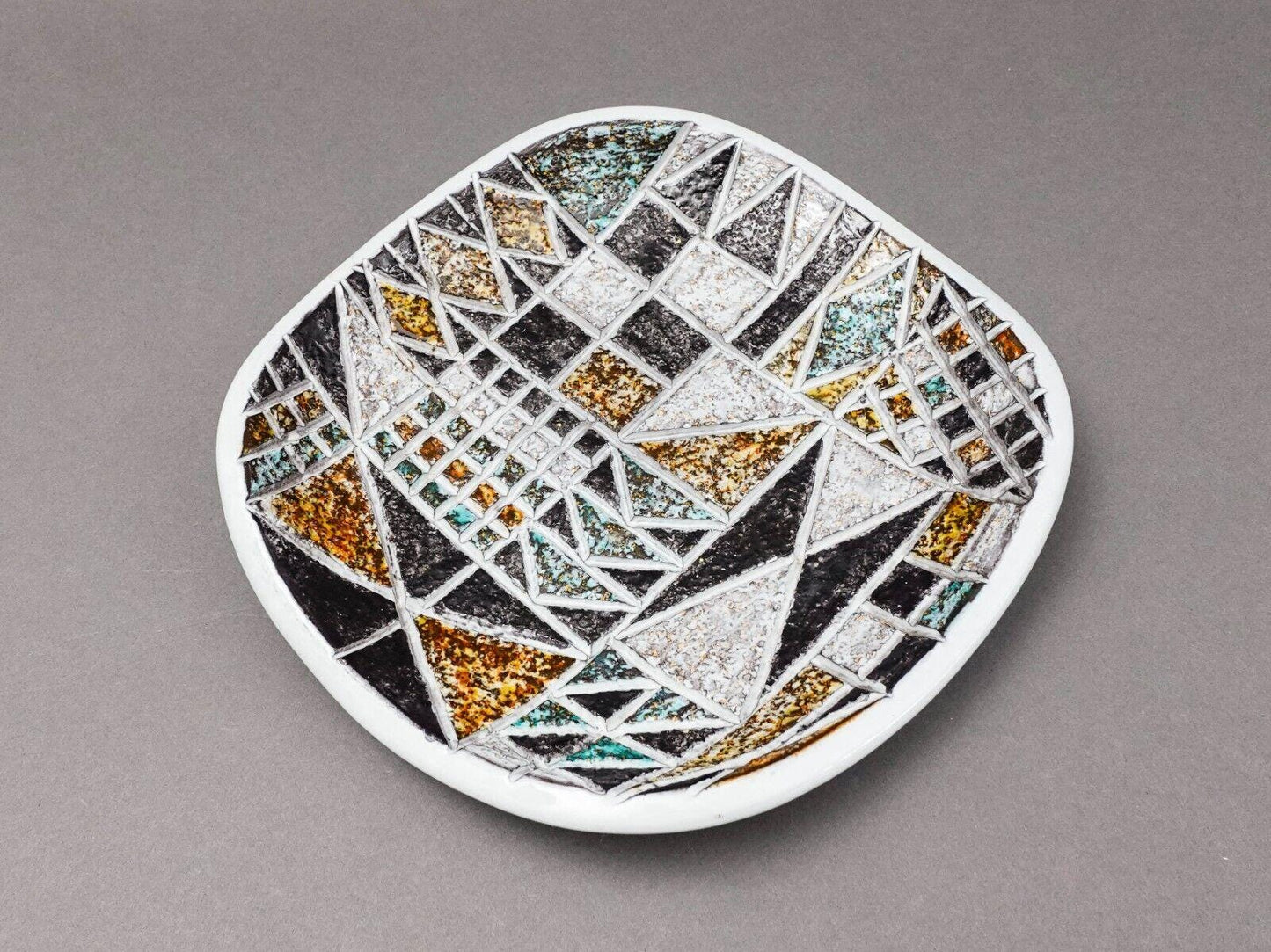 Ingrid Atterberg Upsala Ekeby Sweden MCM Studio Pottery Geometric Plate Tray