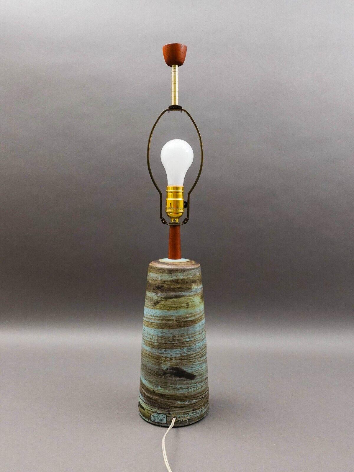 Jane Gordon Martz Signed Marshall Studios Vintage MCM Ceramic Pottery Table Lamp