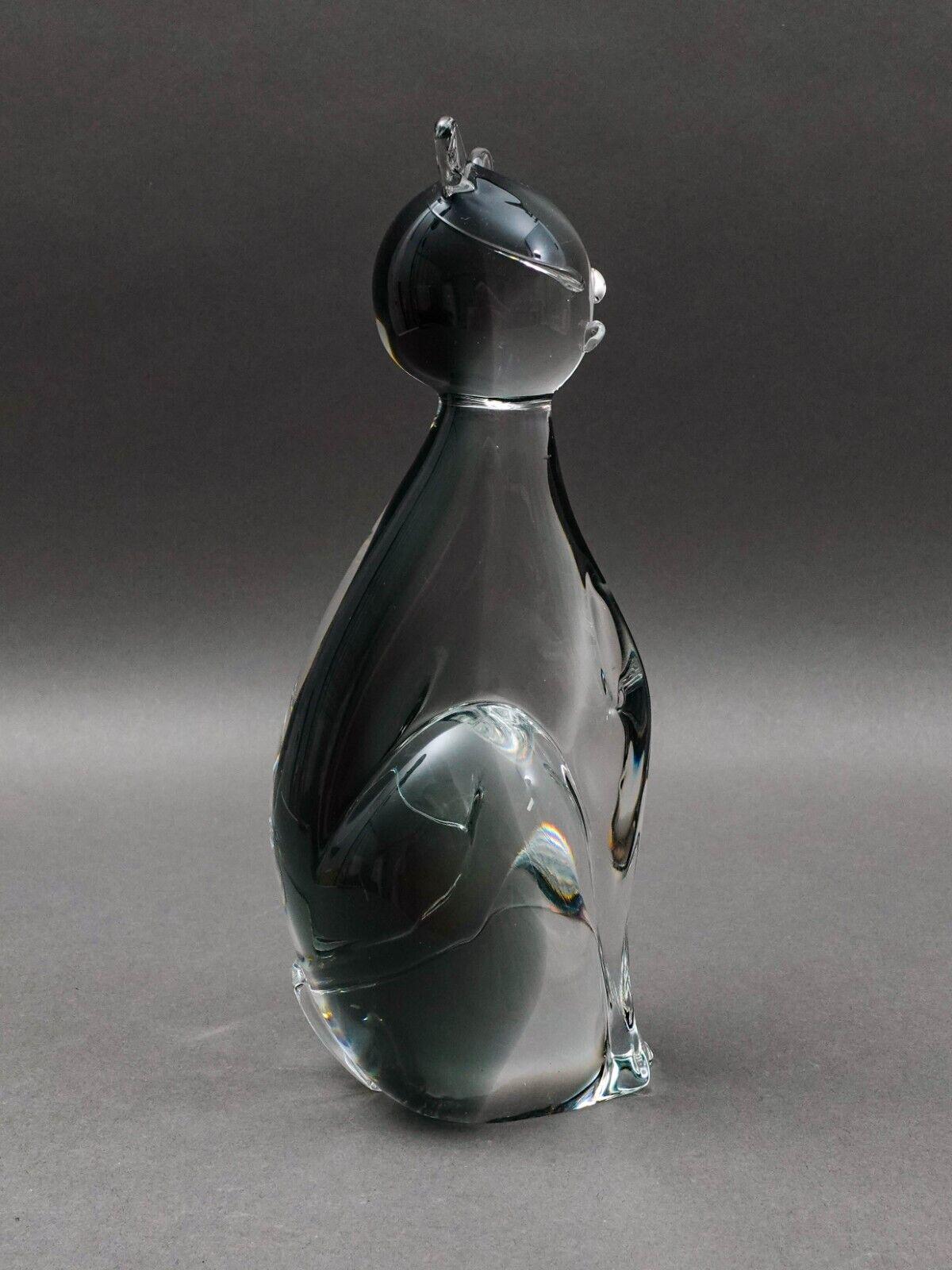 V Nason Murano Italy Sommerso SmokeArt Glass Seated Cat Figurine Sculpture 9"