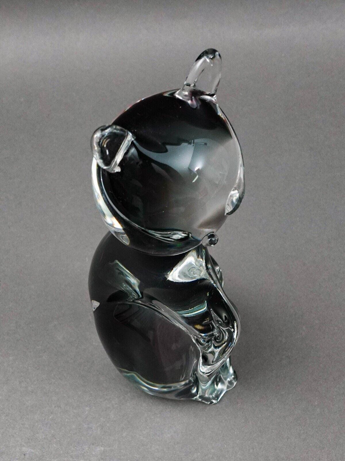 V Nason Murano Italy Sommerso SmokeArt Glass Seated Cat Figurine Sculpture 9"