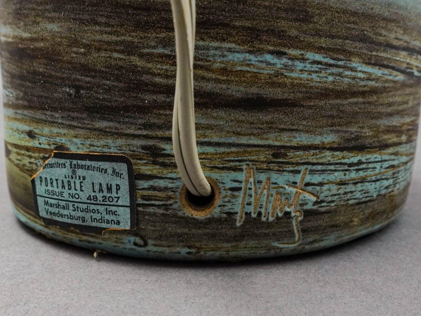 Jane Gordon Martz Signed Marshall Studios Vintage MCM Ceramic Pottery Table Lamp