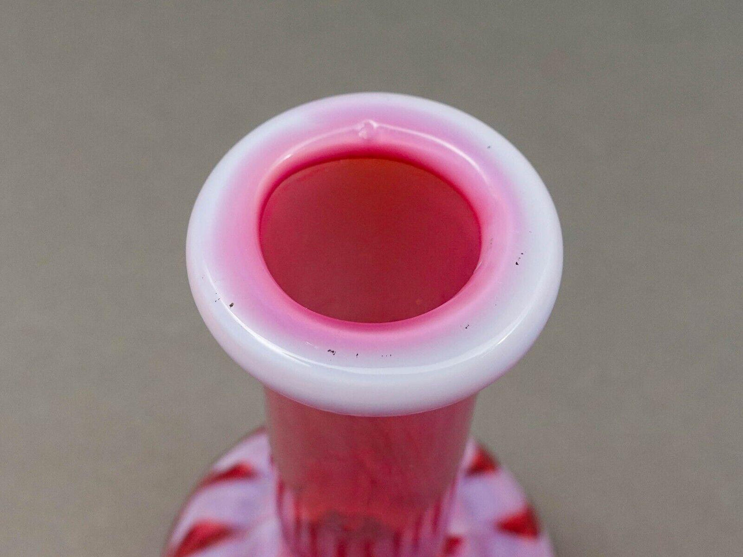Hobbs Brockunier Cranberry Opalescent Stars & Stripes Bitters Barber's Bottle 7"