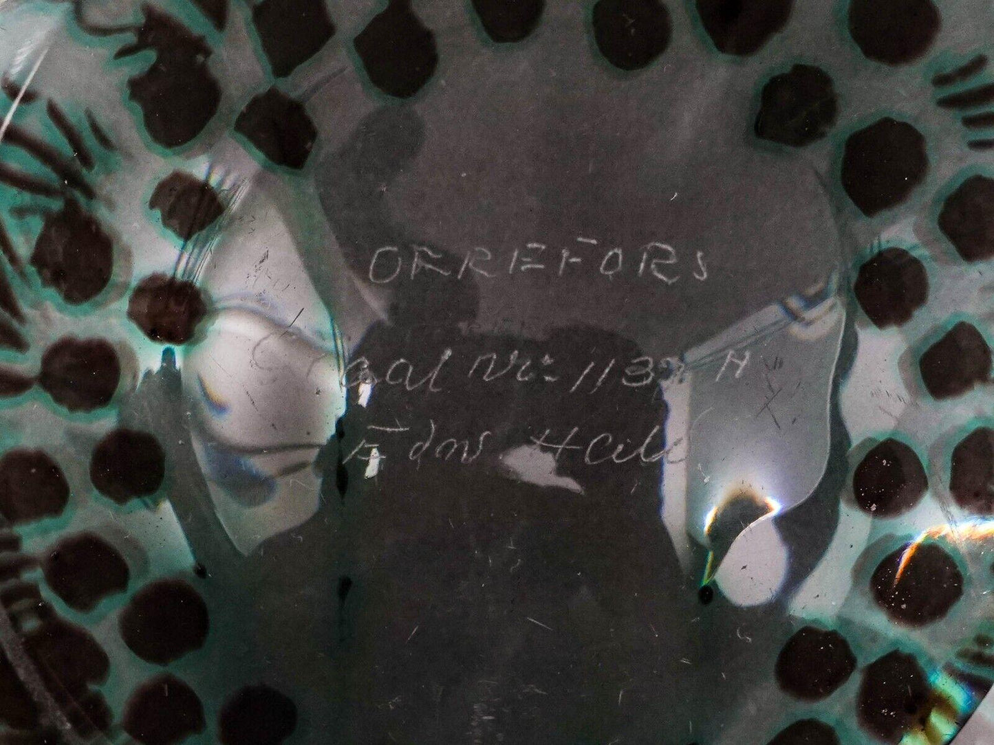 Edward Hald (Sweden, 1883 -1980) Orrefors 1954 "Graal" Fish Art Glass Bowl 9.25"