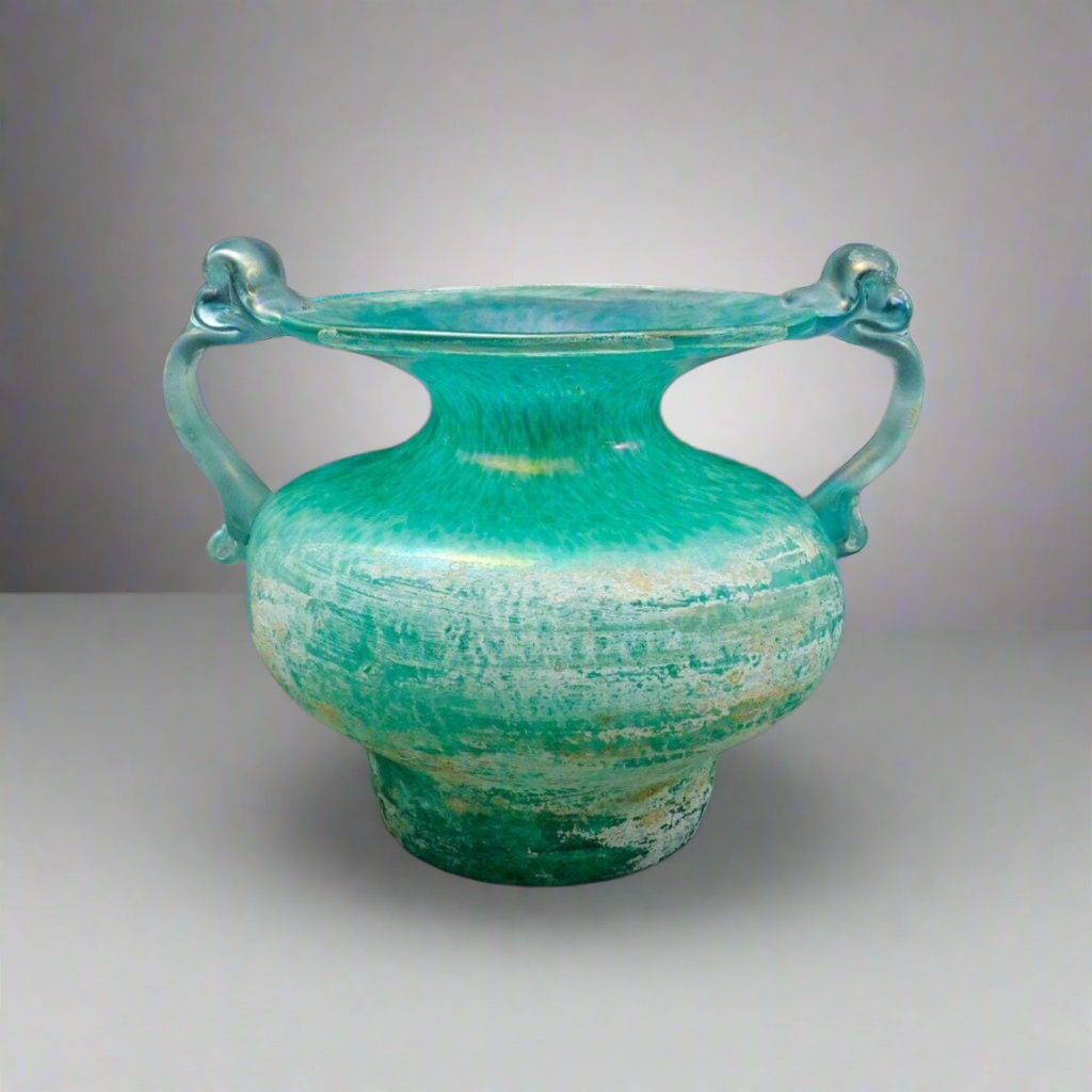 Murano Italy Vintage Mid Century Iridescent Scavo Amphora Art Glass Vase