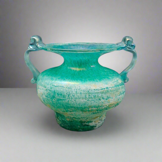 Murano Italy Vintage Mid Century Iridescent Scavo Amphora Art Glass Vase
