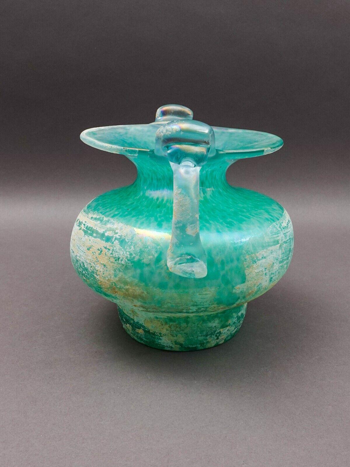Murano Italy Vintage Mid Century Iridescent Scavo Amphora Art Glass Vase