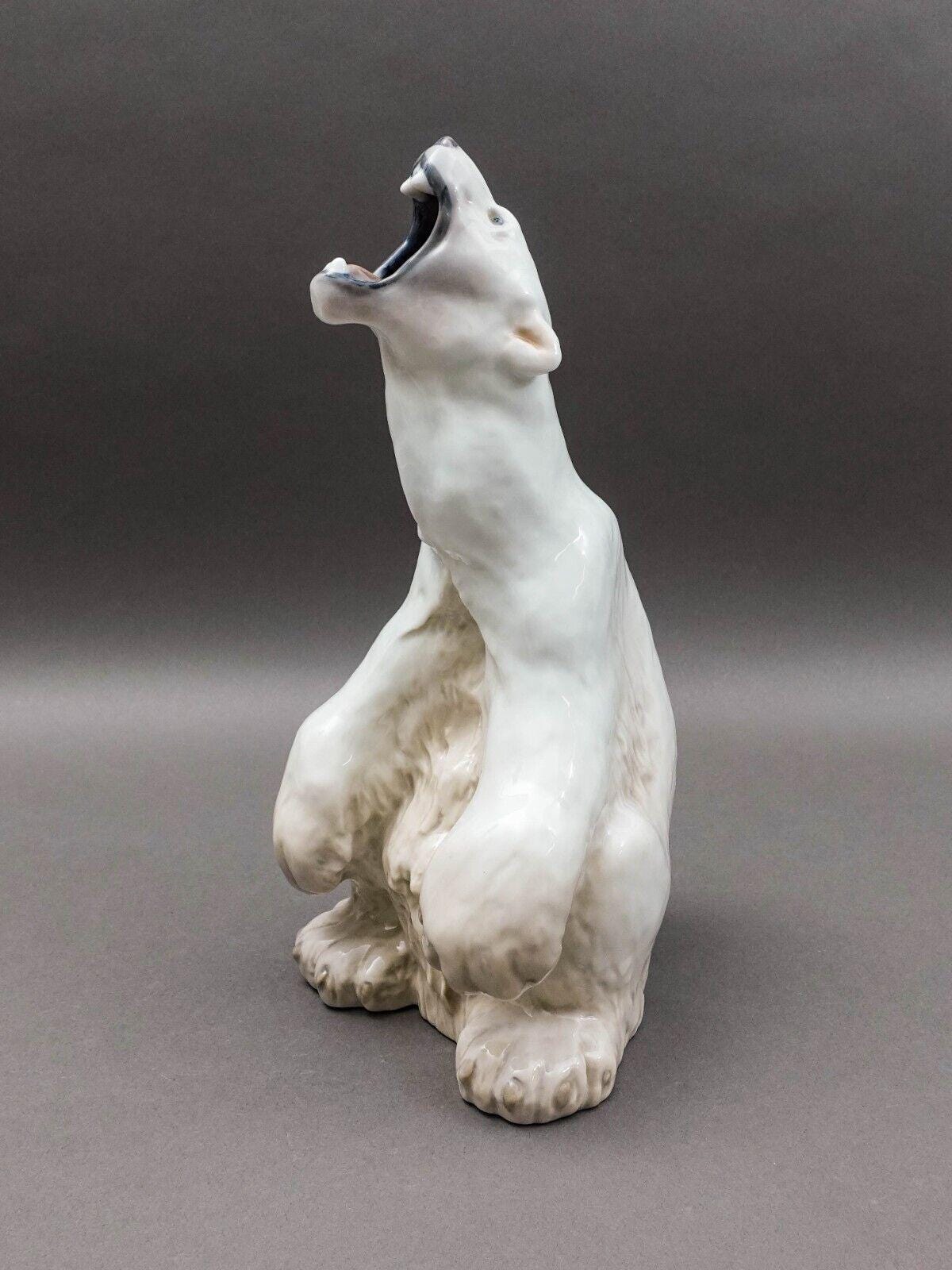 Royal Copenhagen Denmark #502 Porcelain Roaring Polar Bear Figure Sculpture 13"