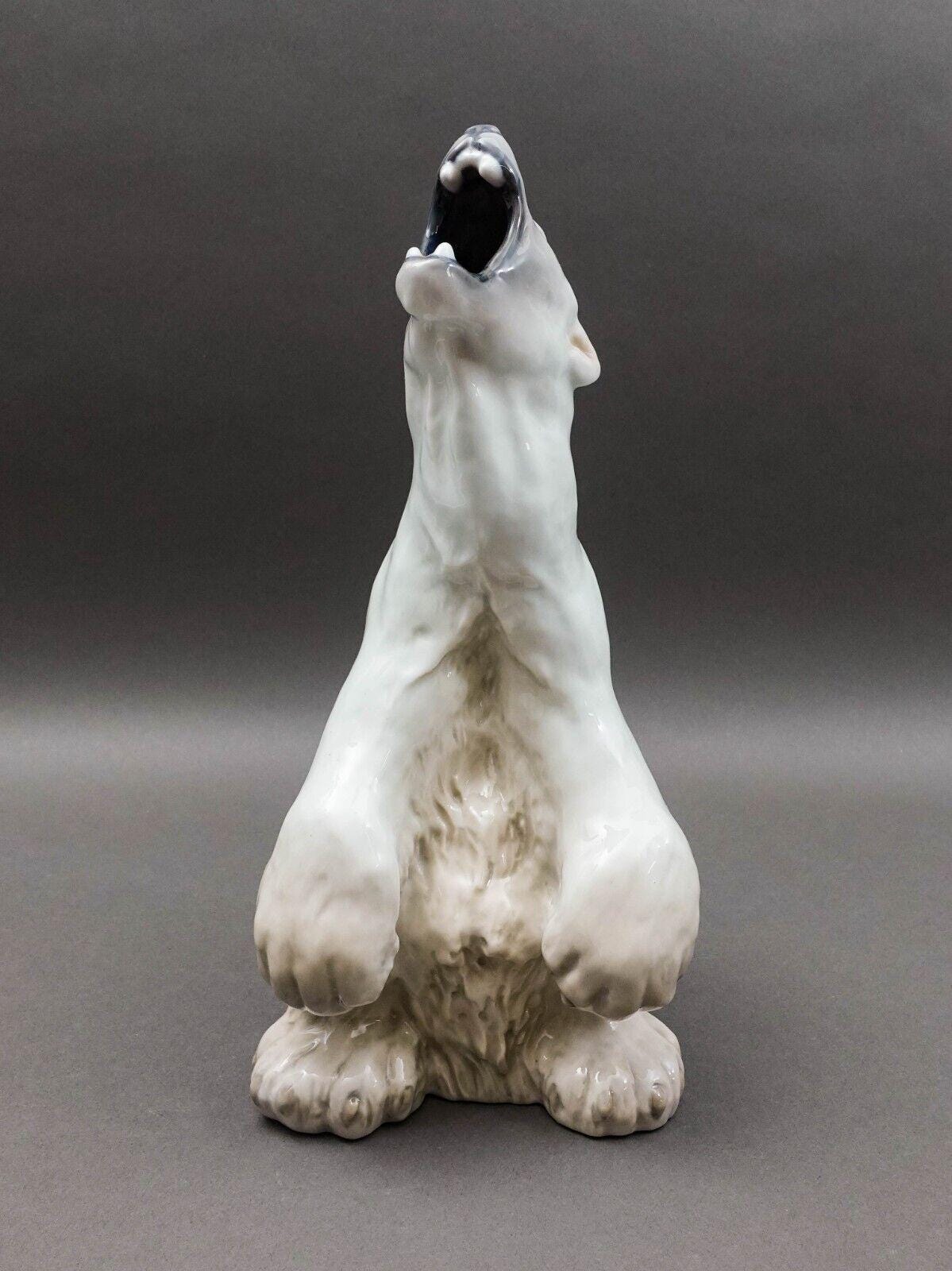 Royal Copenhagen Denmark #502 Porcelain Roaring Polar Bear Figure Sculpture 13"