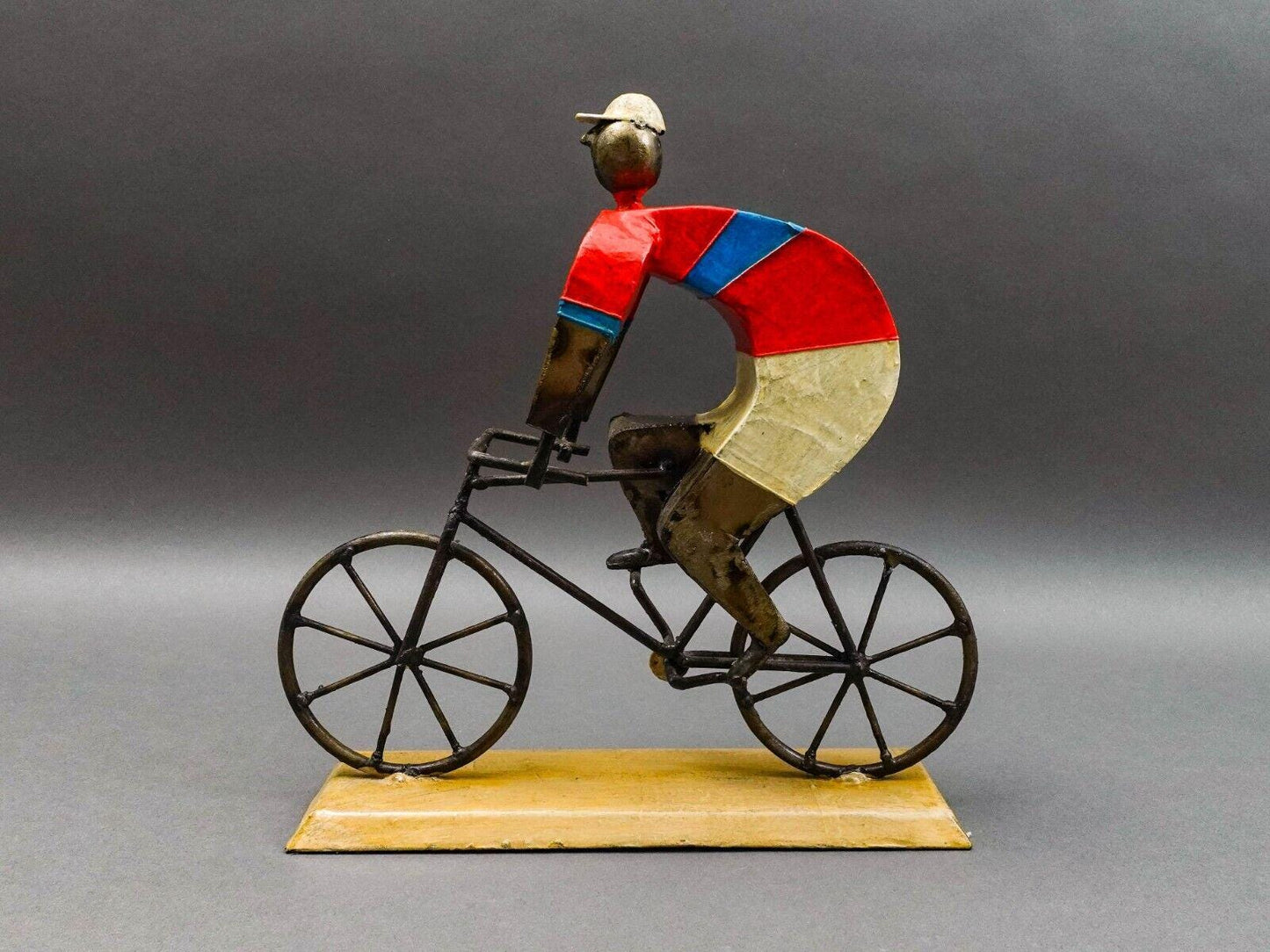 Manuel Felguerez Mexican Large Cyclist Bicycle Rider Metal Art Sculpture 12 3/4"