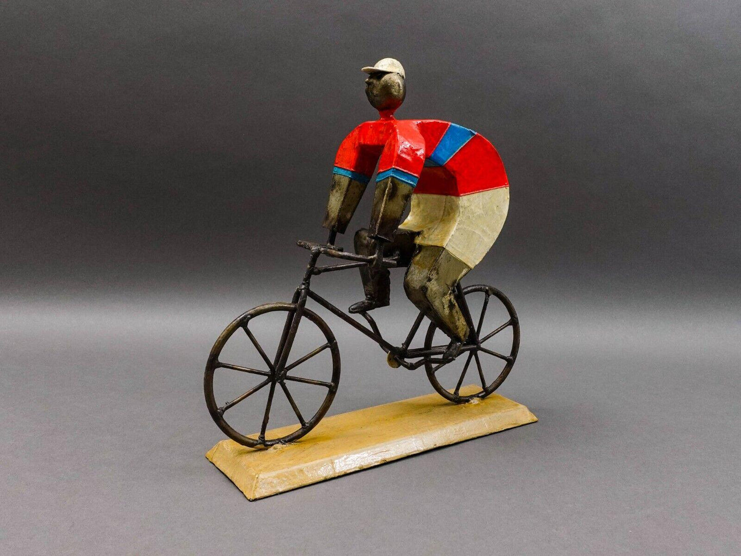 Manuel Felguerez Mexican Large Cyclist Bicycle Rider Metal Art Sculpture 12 3/4"