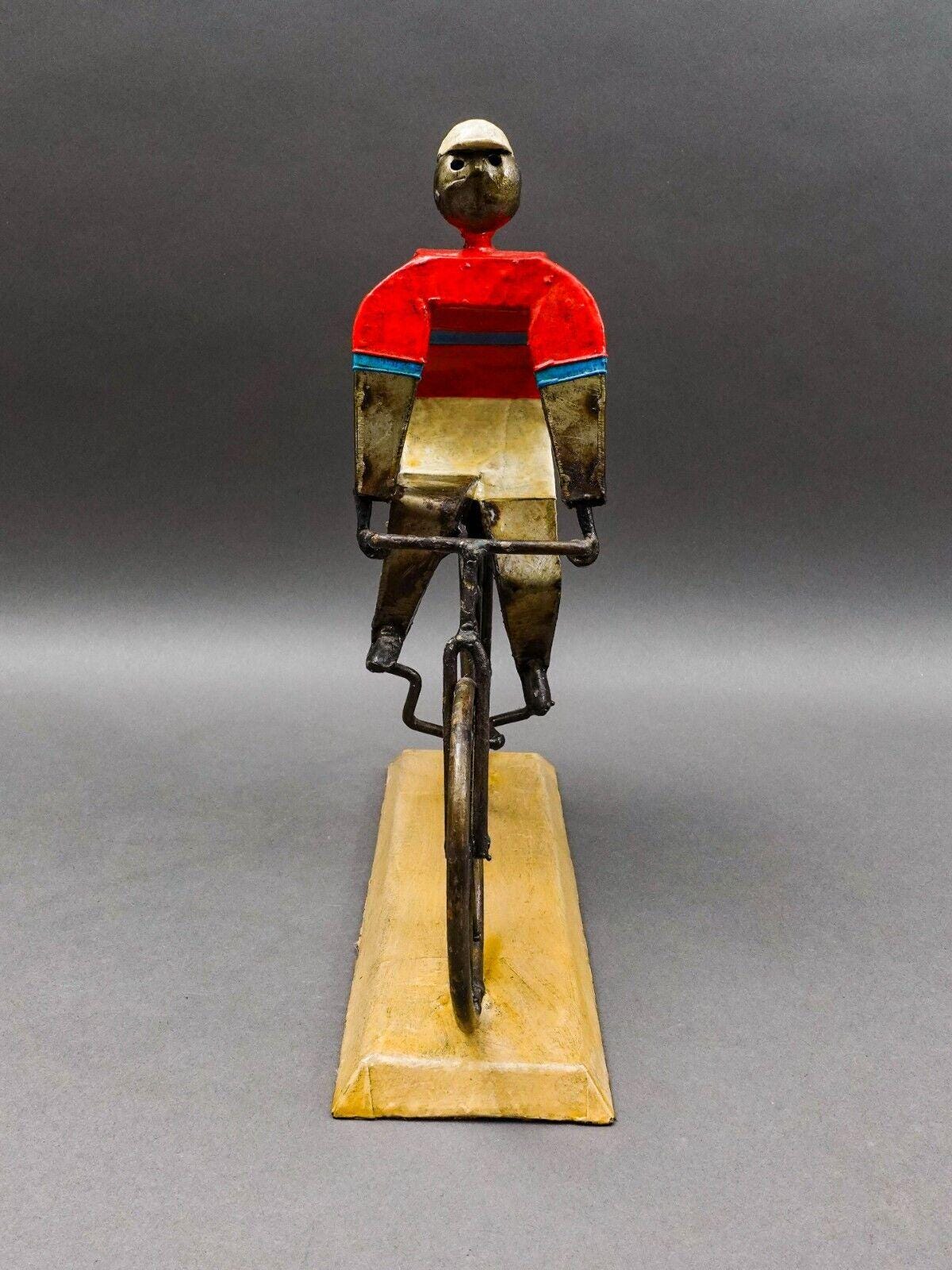 Manuel Felguerez Mexican Large Cyclist Bicycle Rider Metal Art Sculpture 12 3/4"